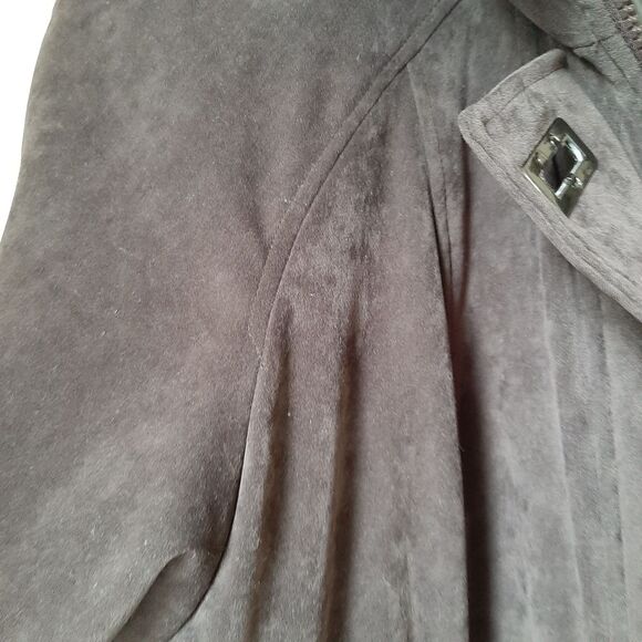 Fleet Street Faux Suede Velvety  Heavy Winter Coat Jacket Brown size Large - Picture 8 of 12